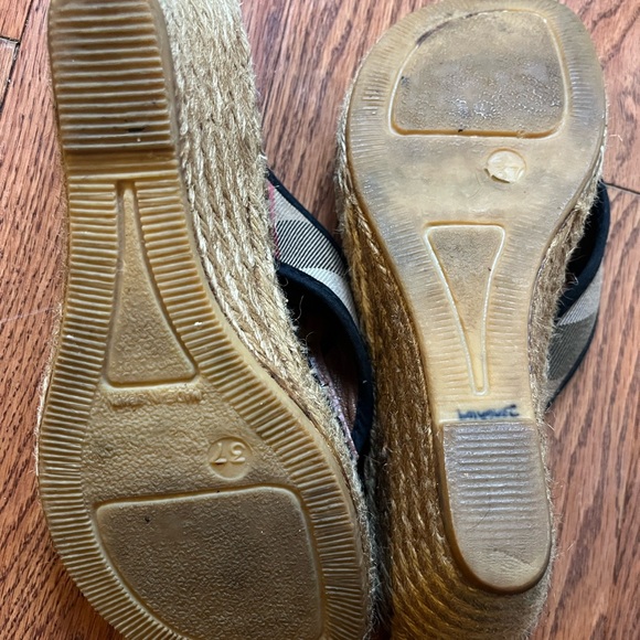Burberry Beige Nova Check Canvas Espadrille Wedge Thong Sandals Size 37 - Picture 3 of 3